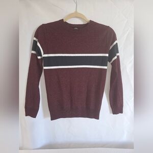 Kids' Maroon Sweater with Black and White Stripes